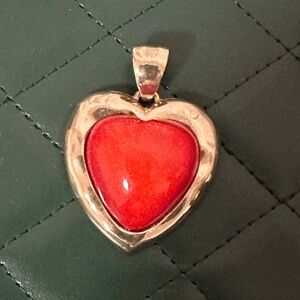 Red And Gold Puffy Heart pendant